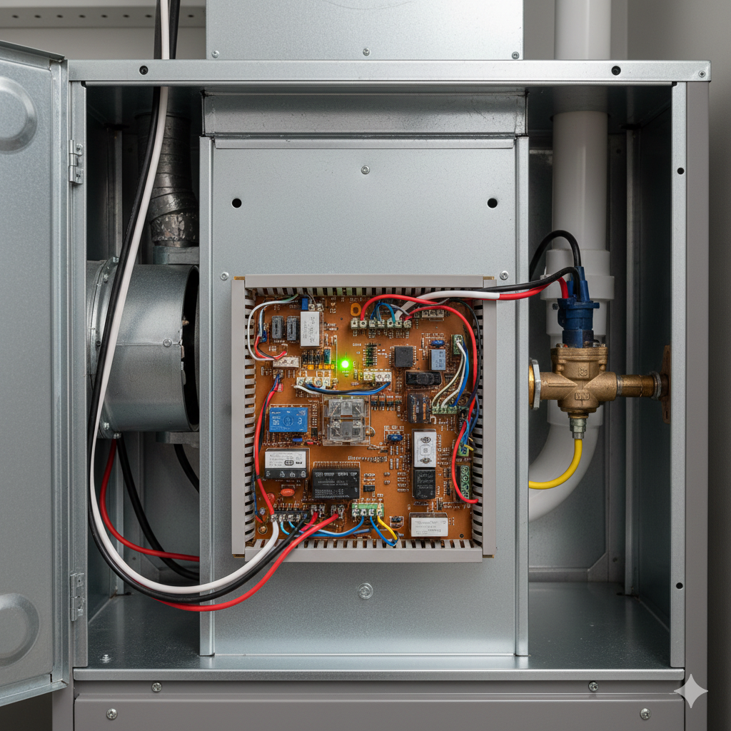 Modern electric furnace and electrical panel showing proper wiring and dedicated circuits