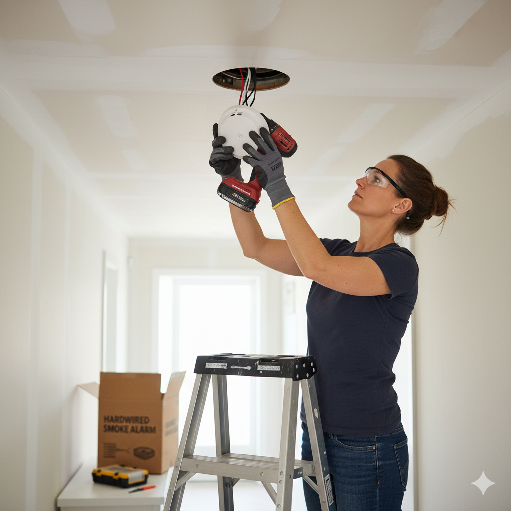 Hardwired smoke detector installation